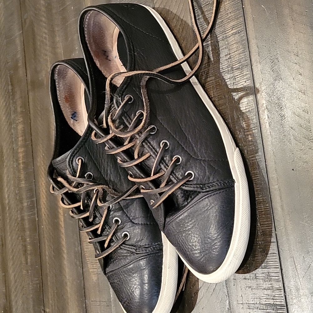 Black Low Lace Leather Frye Sneakers Black leather lace